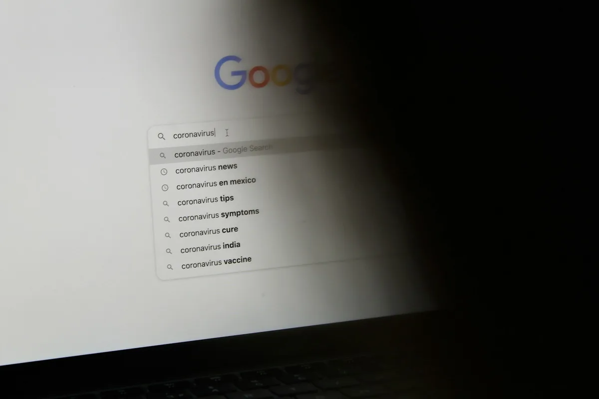 Google search displayed on a laptop