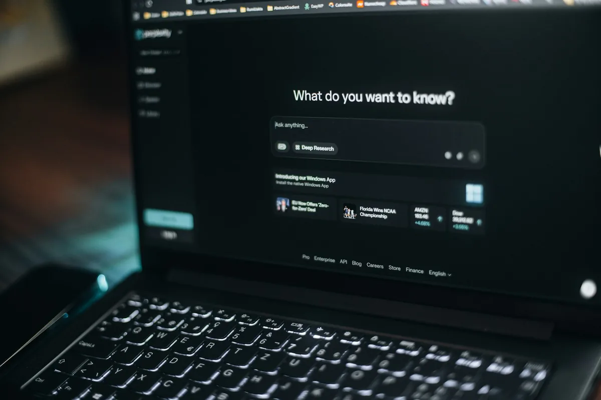 AI search interface on a laptop screen
