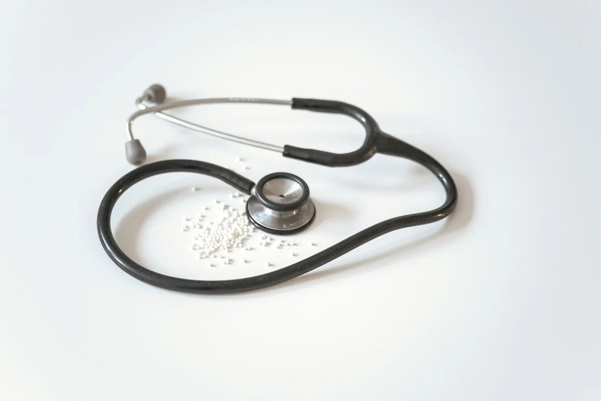 Stethoscope on a white surface