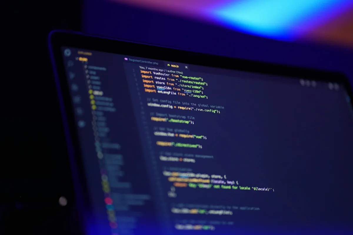 Programming code on a laptop screen