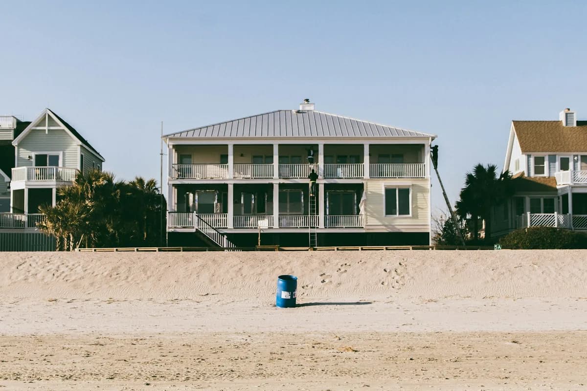 Residential buildings viewed from the beach